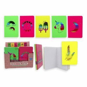 SET 3 LIBRETAS RAYADAS NEON 326514